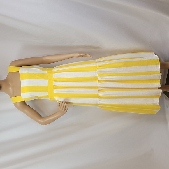 ANN Taylor Stripped Square Neck Midi Dress - Picture 6 of 16